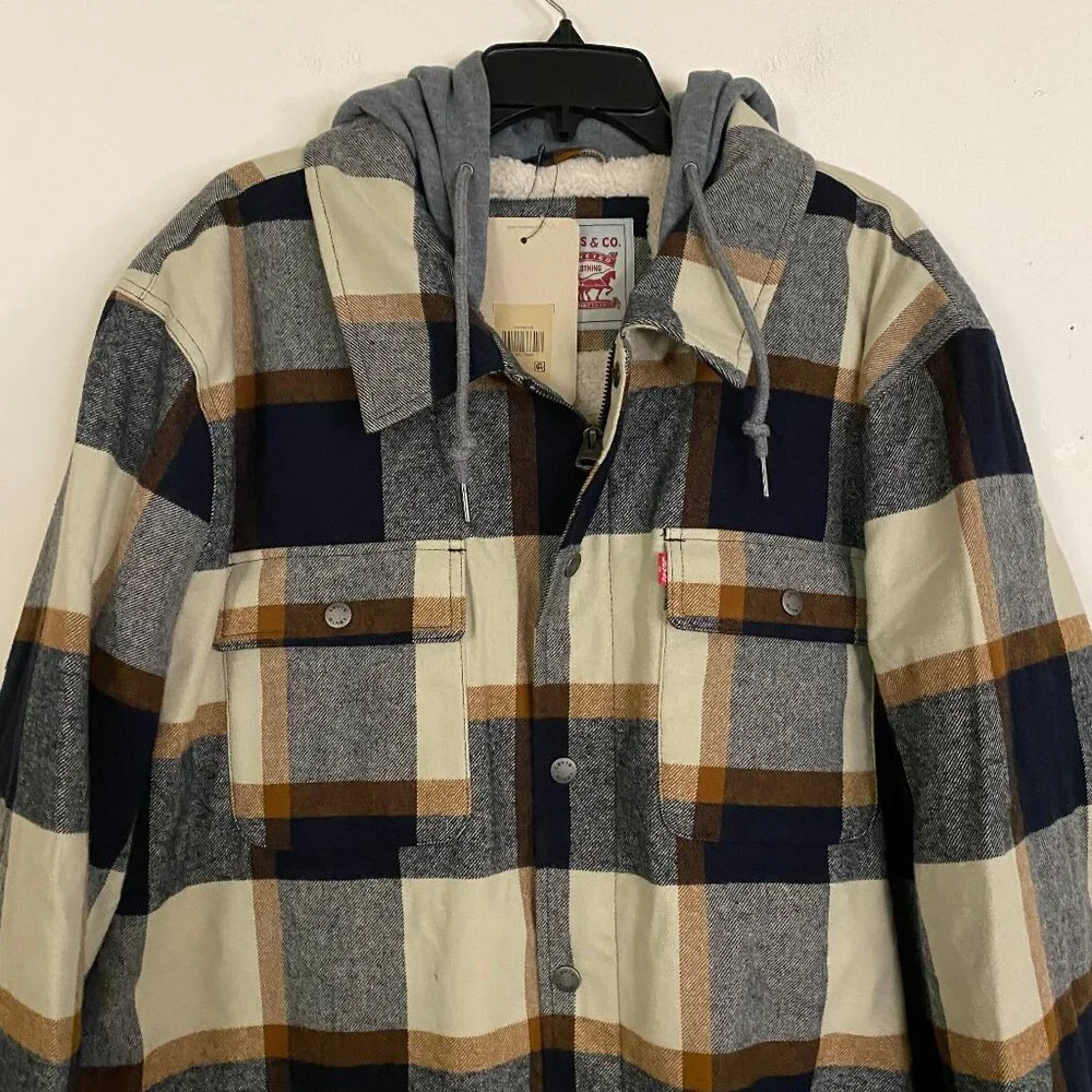 Levi's Plaid Sherpa Lined Hooded Shirt Jacket 3XL - Picture 8 of 14